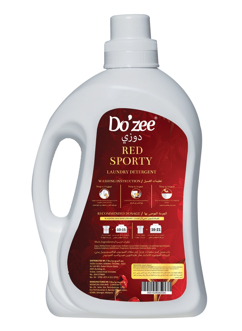 Do'zee Red Sporty Liquid Laundry Detergent, Signature Fragrance, 4L - Image 2