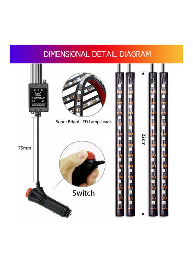 NIBEMINENT 4-Piece Car LED Strip Light Set With Sound Active Function And Wireless Remote Control - Image 2