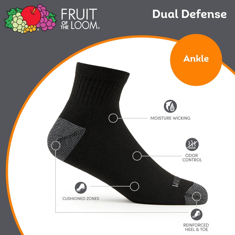 Fruit of the Loom Men's Dual Defense Ankle Socks 12 Count ( 1Pack) - Image 2