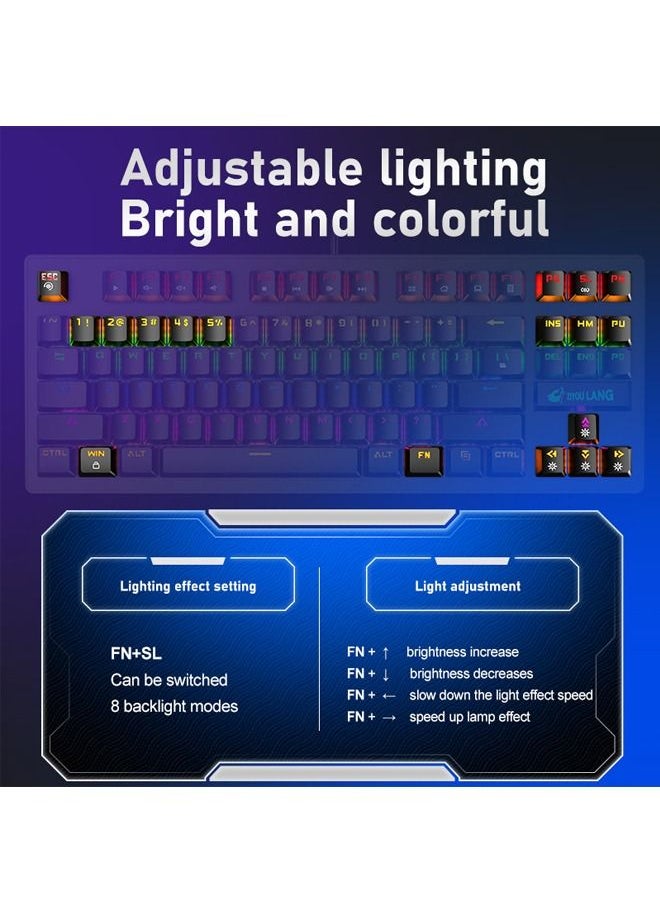 Generic - 87 Keys Punk Mechanical Gaming Gaming Keyboard White - Image 1