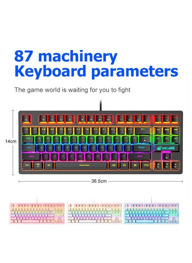 Generic - 87 Keys Punk Mechanical Gaming Gaming Keyboard White - Image 1