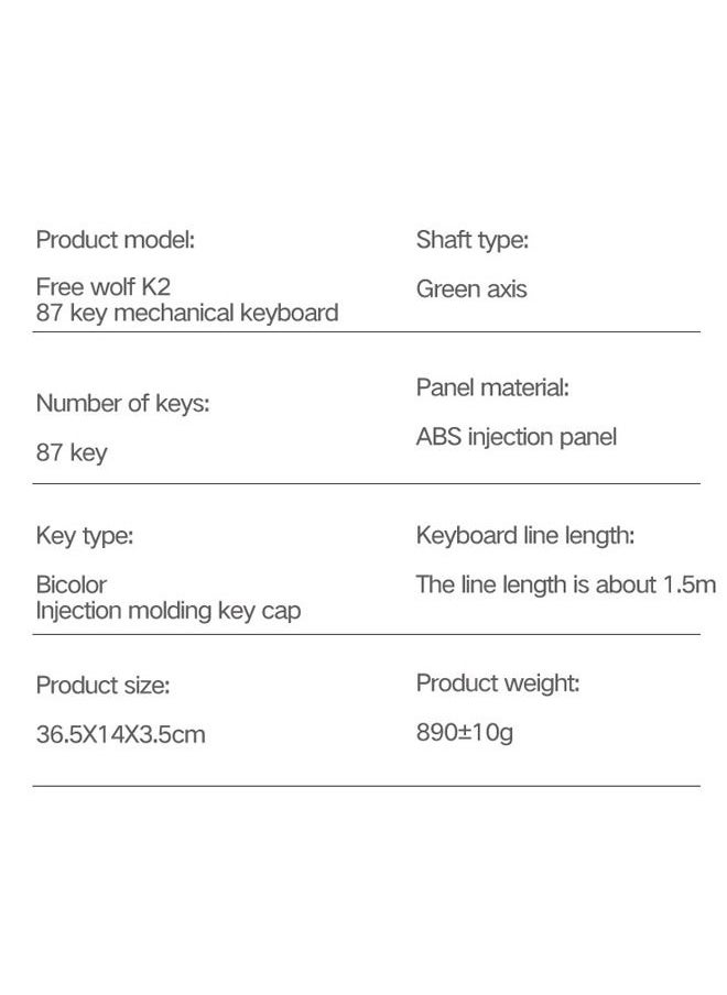 Generic - 87 Keys Punk Mechanical Gaming Gaming Keyboard White - Image 1