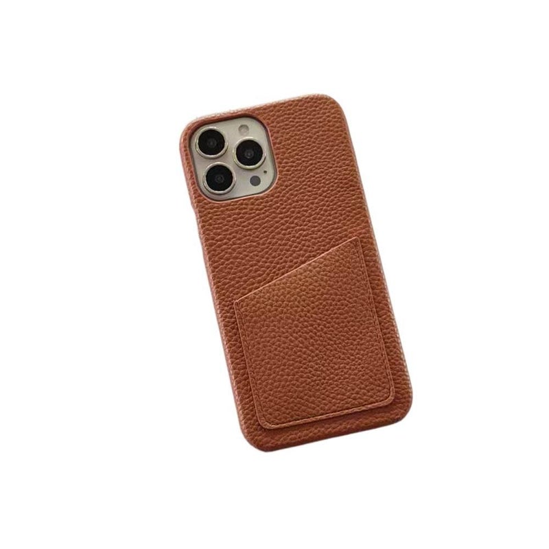 Leather Texture Protective Case for iPhone 16 / 16 Plus / 16 Pro / 16 Pro Max with Card Holder and Drop Protection plus Shockproof plus Leather Texture plus Half-Wrapped Design in Brown - Image 1