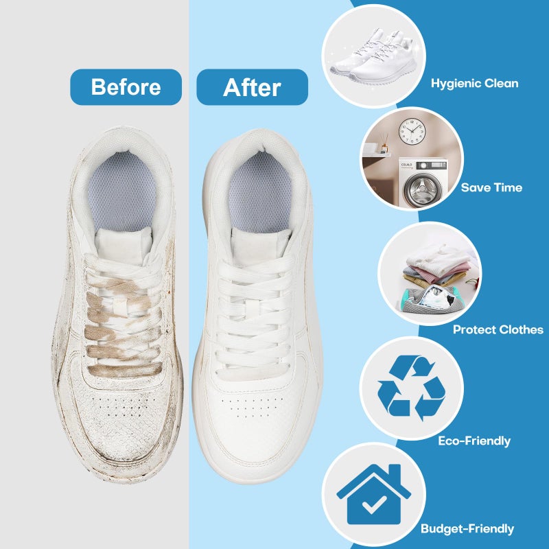 NMQHPA Shoe Washing Machine Bag: Laundry Shoe Bag for Washer and Dryer - 2pc Reusable Shoe Cleaning Bag for Sneaker Tennis Shoes Unstain Cleaner Kit (Gray 2pcs) - Image 2