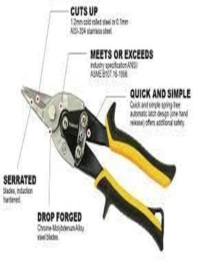 H9 Straight Head Tin Snips Plier for Sheet Metal, Wire Mesh, and Steel Cutting � Durable Yellow/Black Handle (1 Piece) - Image 2