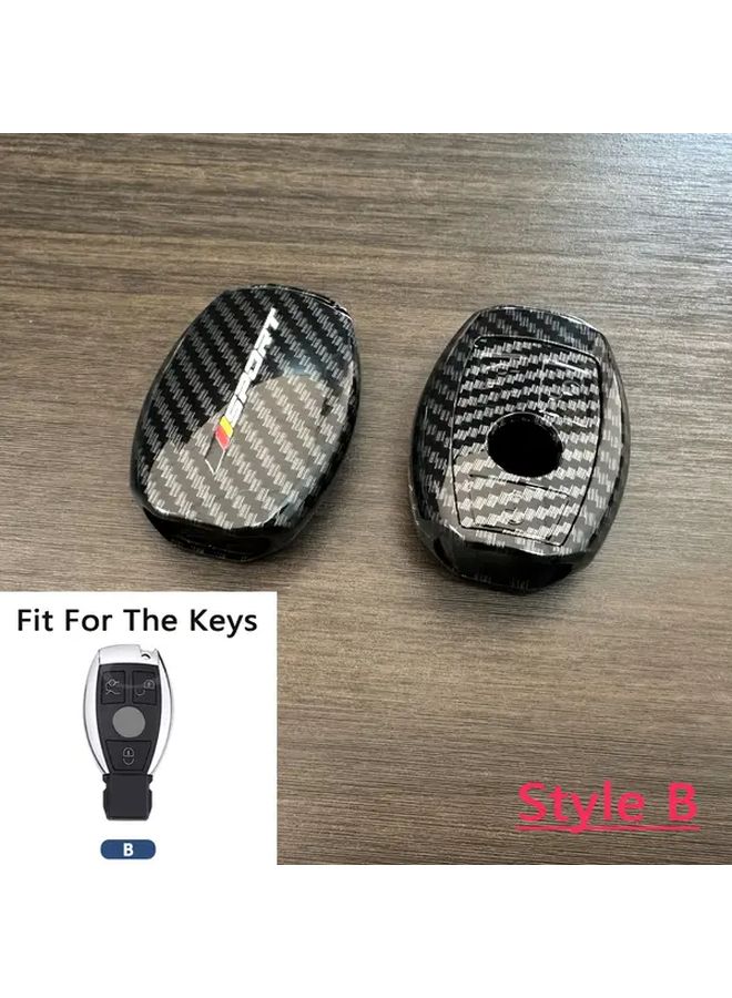 غطاء مفتاح فايبر كربون ABS بـ 2 زر لسيارات مرسيدس، غلاف متين وقوي - Image 4