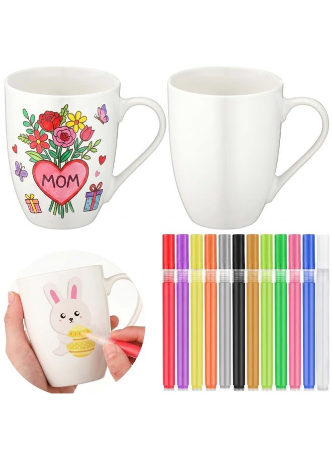 Mifoci Design Your Own Mug Painted Mug Kit Mugs You Can Decorate Coffee Mug Decorating Kit Blank Ceramic Mug for DIY Create a Keepsake Gift Craft Project for Planting Drinking - Image 1