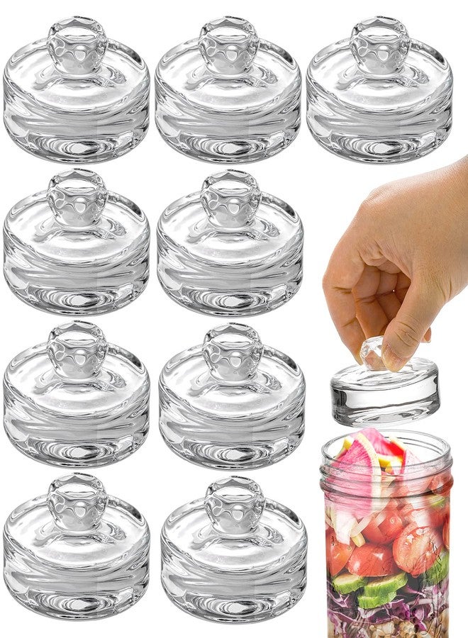 YOUEON 9 Pack Fermentation Glass Weights with Easy Grip Handles for Wide Mouth Mason Jars, Pickling Jars, Glass Fermentation Weights for Fermenting Kit, Sauerkraut, Kimchi and More - Image 1