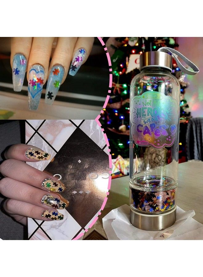 Mezerdoo 50G Laser Puzzle Pieces Nail Glitter Mix Colors 3D Holographic Nail Sequins Ultrathin Paillettes For Nail Art Decoration Face Body Nail Decals And Diy Crafting - Image 3
