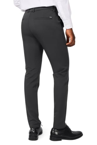 Plaid&Plain Men's Stretch Dress Pants Slim Fit Skinny Suit Pants 7101 Charcoal 32W32L - Image 5