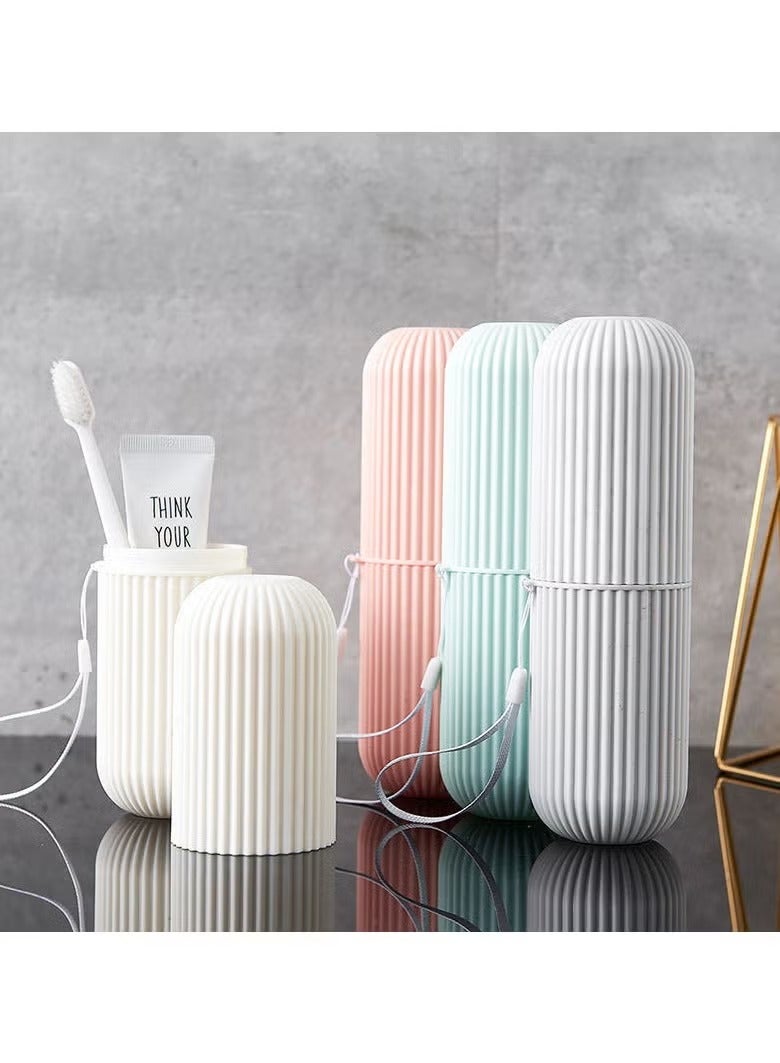 مجموعة علب فرشاة أسنان محمولة للسفر مكونة من 4 قطع مع حامل معجون أسنان - علب تخزين صغيرة الحجم لأغطية فرشاة الأسنان للسفر والتخييم ورحلات العمل - Image 3