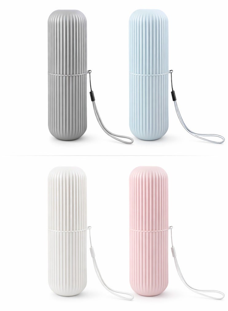 مجموعة علب فرشاة أسنان محمولة للسفر مكونة من 4 قطع مع حامل معجون أسنان - علب تخزين صغيرة الحجم لأغطية فرشاة الأسنان للسفر والتخييم ورحلات العمل - Image 1