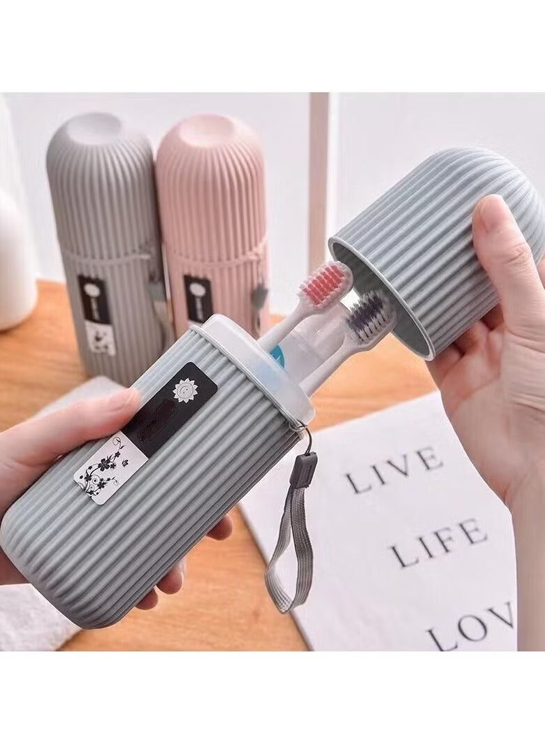 مجموعة علب فرشاة أسنان محمولة للسفر مكونة من 4 قطع مع حامل معجون أسنان - علب تخزين صغيرة الحجم لأغطية فرشاة الأسنان للسفر والتخييم ورحلات العمل - Image 2