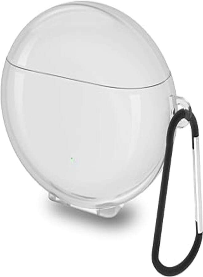 غطاء حماية من مادة TPU من Geekria متوافق مع سماعات الأذن اللاسلكية Huawei FreeBuds 4i وحافظة حمل شاحن واقية، غطاء جلدي لسماعات الأذن اللاسلكية مع خطاف سلسلة مفاتيح، منفذ شحن يمكن الوصول إليه (شفاف)