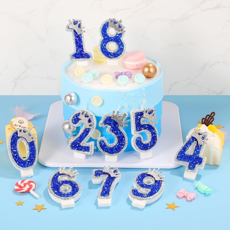 AKURIEEY Blue Birthday Candle Crown Number 1 Candle with Sequins 1st Cake Candles Cupcake Decorations Party Decor for Anniversary Celebrations Supplies - Image 5