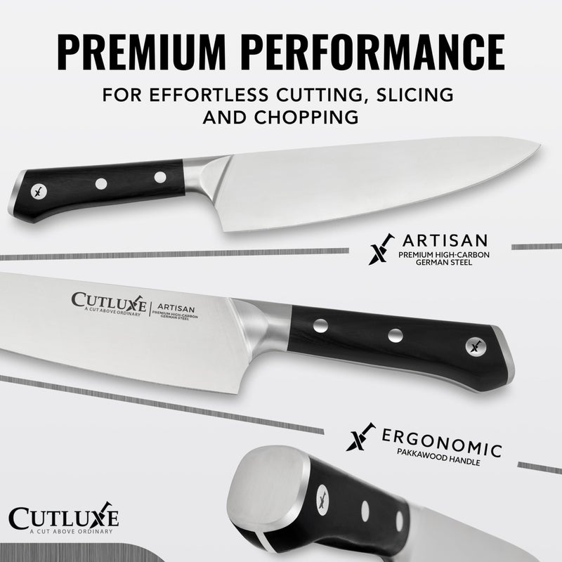 Cutluxe Kitchen Knives, 5 Pcs Chef's Knife Set â€“ Razor Sharp German Steel, Full Tang, Ergonomic Handles â€“ Artisan Series - Image 3
