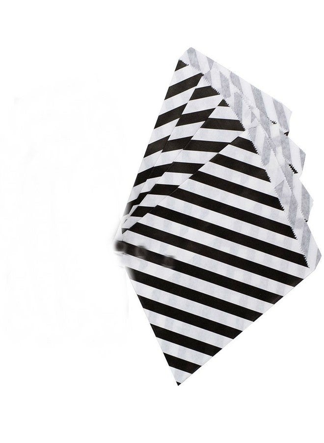 AKOAK 50 Pcs 5 x 7 Inches White and Black Striped Paper Bags,Holiday Wedding Christmas Favor Candy Treat Bags - Image 1