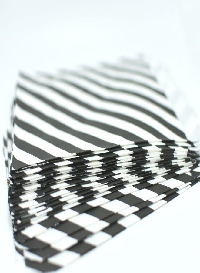 AKOAK 50 Pcs 5 x 7 Inches White and Black Striped Paper Bags,Holiday Wedding Christmas Favor Candy Treat Bags - Image 4