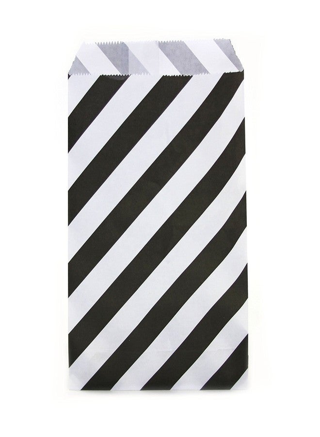 AKOAK 50 Pcs 5 x 7 Inches White and Black Striped Paper Bags,Holiday Wedding Christmas Favor Candy Treat Bags - Image 2