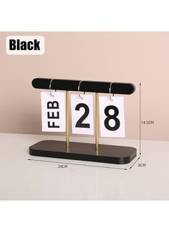 Generic 1 Piece Wood Ornaments Calendar,Wooden Flip Calendar Turn Page Month Date Display for Desk Office Home (Black)  - Image 2