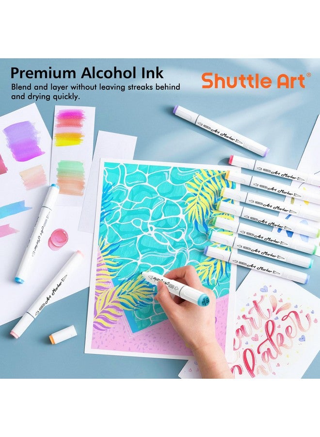 Shuttle Art Pastel Alcohol Markers Brush Tip, Dual Tip Brush & Fine Tip Art Marker Set, 50 Colors Plus 1 Blender Marker Pens With Case Perfect For Illustration Kids Students Adults Coloring Sketching - Image 5