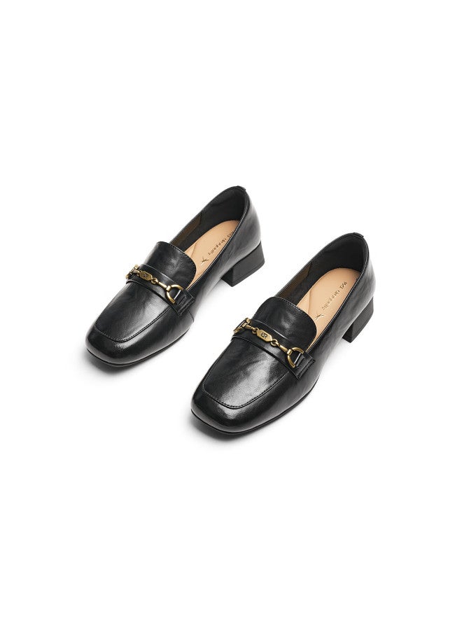 Red Dragonfly Loafers New Women's Shoes Thick Heel Commuter Versatile Single Shoes Comfortable Wbb35237 Black Size 39 - Image 4
