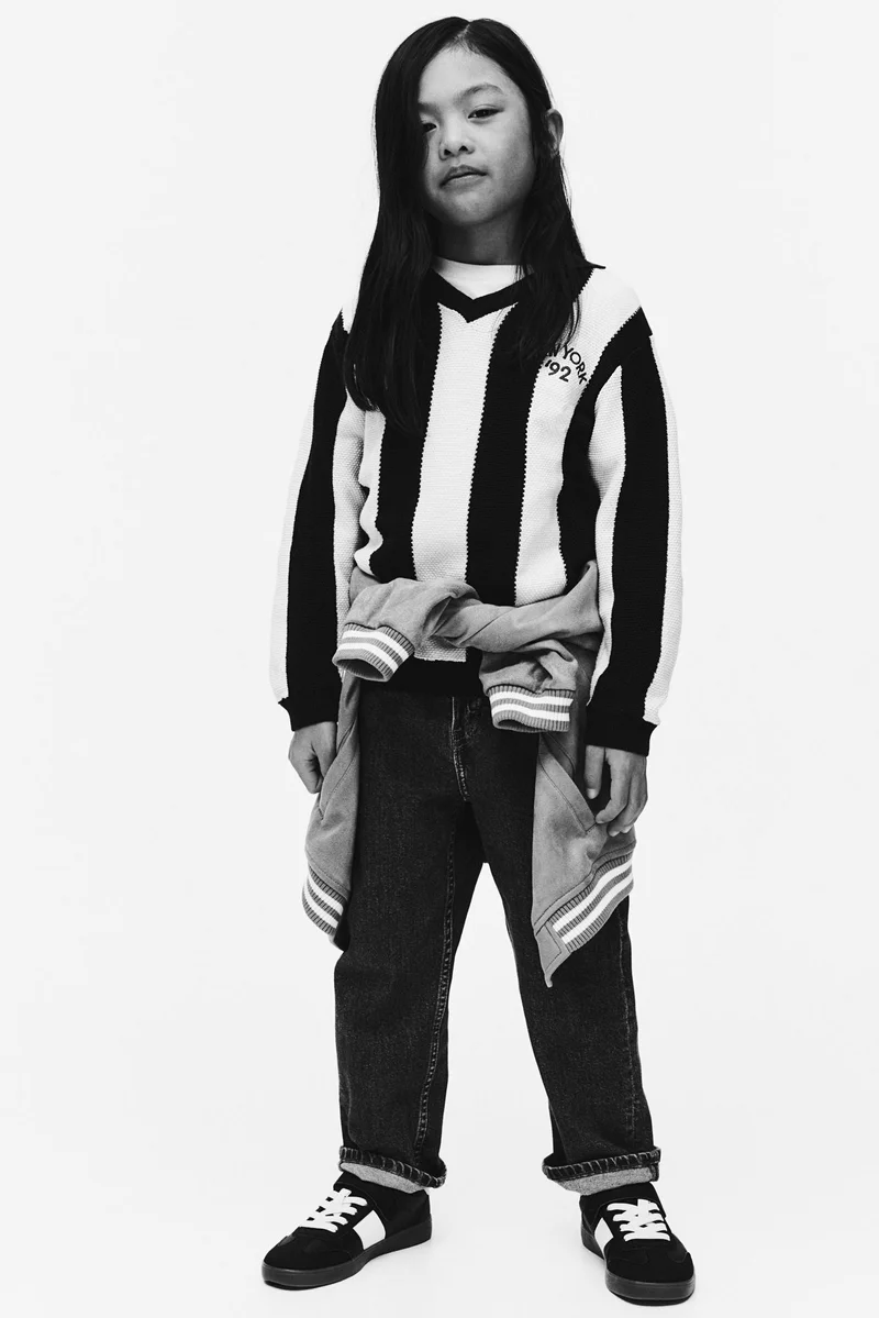 اتش اند ام كنزة بولو محبوكة بملمس بارز