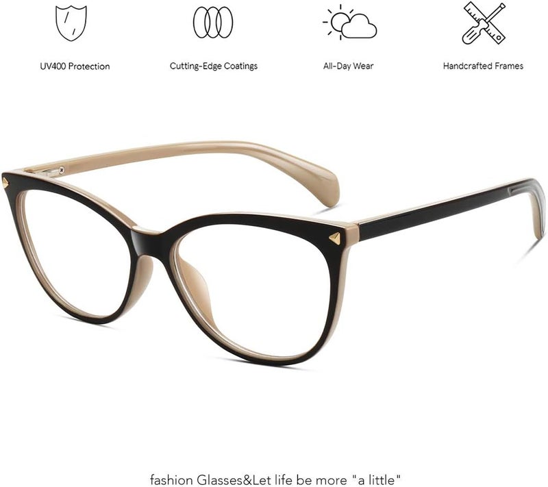 MEETSUN Non Prescription Glasses Frames For Women，Retro Cateye Fake Eyeglasses HD Clear Lens - Image 3
