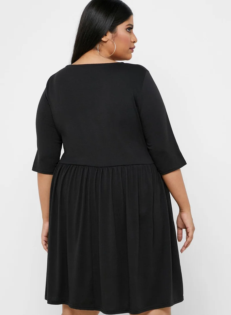 Simply Be Scoop Neck Pleated Dress