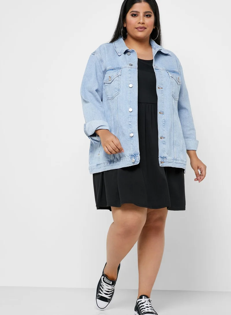 Simply Be Scoop Neck Pleated Dress