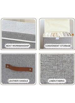 Arabest Storage Bins with Lids 3 Pack, Collapsible Storage Box with Handle, for Organizing Toys, Clothes, Office, 38x25x25cm, Grey  - Image 2