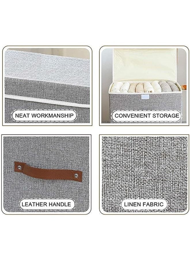 Arabest - Storage Bins with Lids 3 Pack, Collapsible Storage Box with Handle, for Organizing Toys, Clothes, Office, 38x25x25cm, Grey - Image 1
