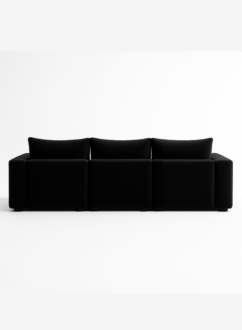 كستم ديكو أريكة KUSTOMDECO مقسمة بثلاثة مقاعد على شكل حرف L مع وسائد | أثاث مريح لغرفة المعيشة | أريكة للشرفة مع وسائد | أريكة بتصميم عصري (أسود) - Image 4