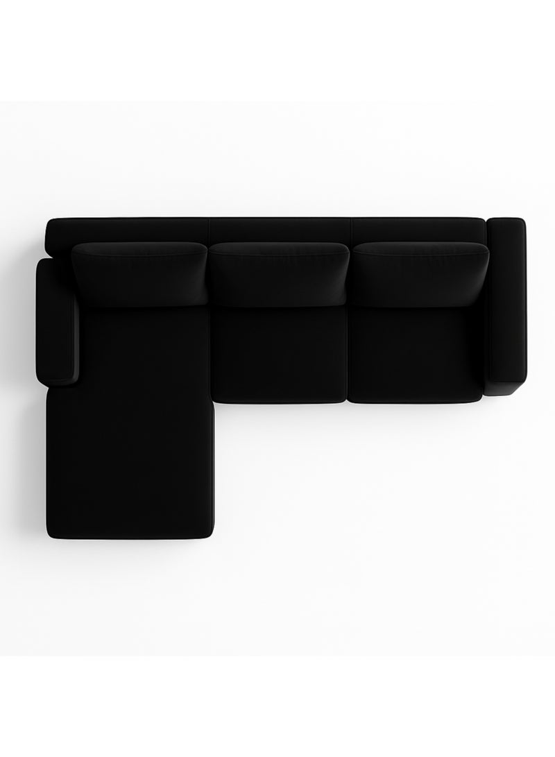 كستم ديكو أريكة KUSTOMDECO مقسمة بثلاثة مقاعد على شكل حرف L مع وسائد | أثاث مريح لغرفة المعيشة | أريكة للشرفة مع وسائد | أريكة بتصميم عصري (أسود) - Image 5
