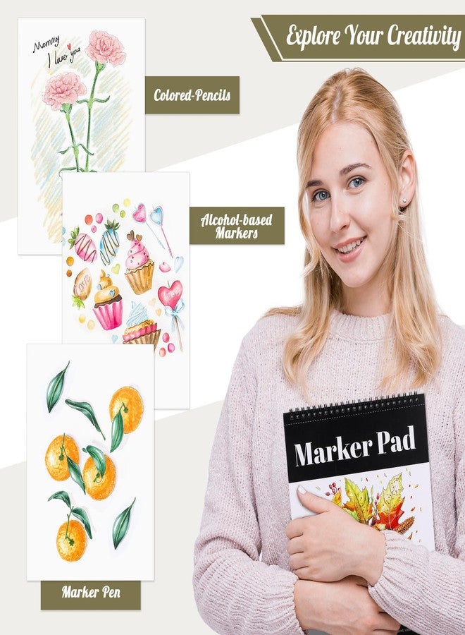 Prudiut A4 Marker Paper Pad 40 Sheets, 8.3×11.7 Inch Bleedproof Art Sketch Pad, 73lb/120gsm Drawing Paper Spiral Sketch Book, Painting Coloring Alcohol Marker Paper for Beginners, Artists, Gift - Image 5