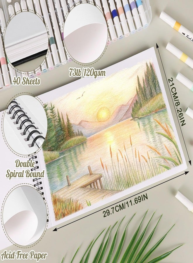 Prudiut A4 Marker Paper Pad 40 Sheets, 8.3×11.7 Inch Bleedproof Art Sketch Pad, 73lb/120gsm Drawing Paper Spiral Sketch Book, Painting Coloring Alcohol Marker Paper for Beginners, Artists, Gift - Image 2