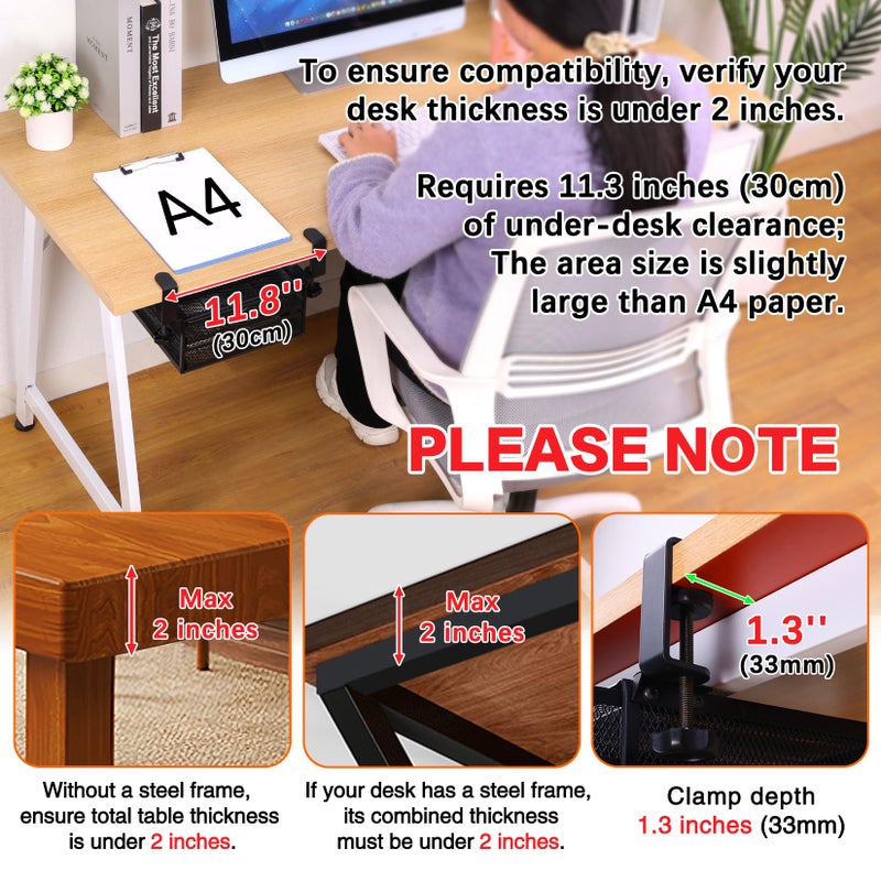 ROSYLINE Under Desk & Desktop Drawer Organizer - 2-Tier Metal Slide Out Drawers Organizer, Storage for Home Office Desk (Black) - Image 4