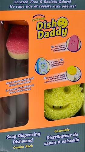 Scrub Daddy Dish Daddy Soap Dispensing Dish Wand Sponge Combo Pack