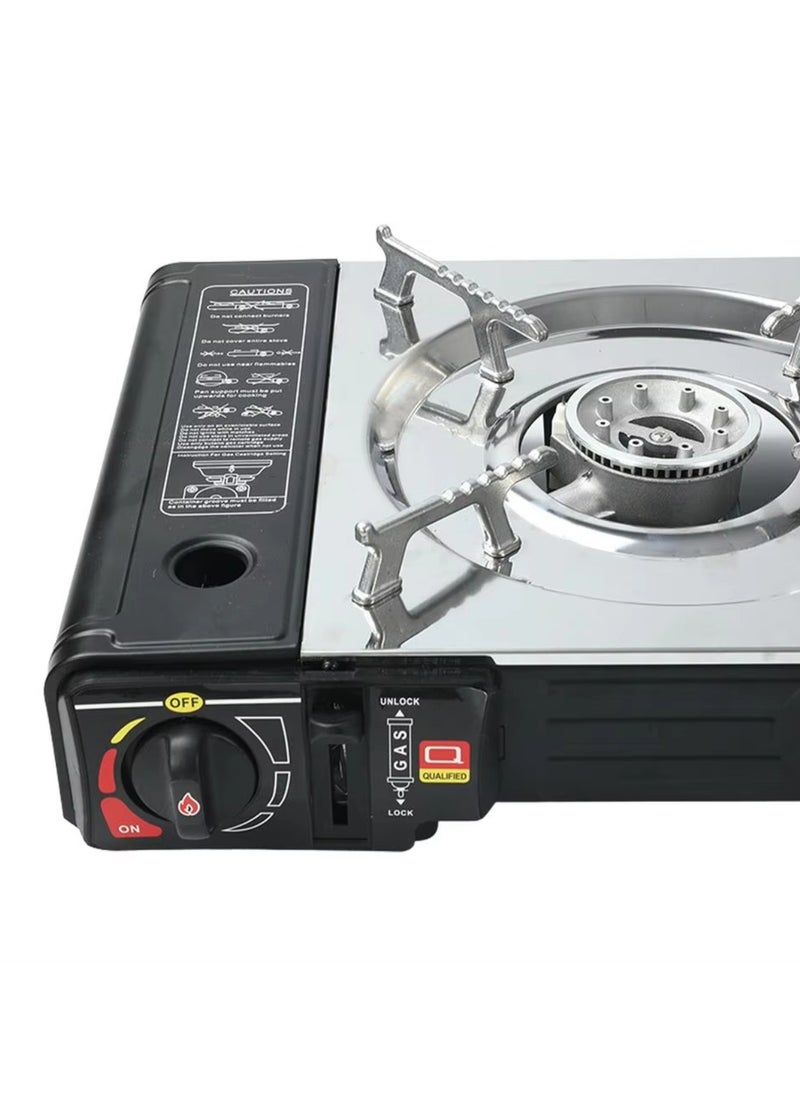 YanChuan - Butane Gas Stove Double Burner Camping Stove - Two-Way Portable Camping Stove with Butane Gas Cartridge Supported Carrying Case - Cassette Furnace Outdoor Travel Picnic Cooker Cookware Camp Stove for Hiking, - Image 1