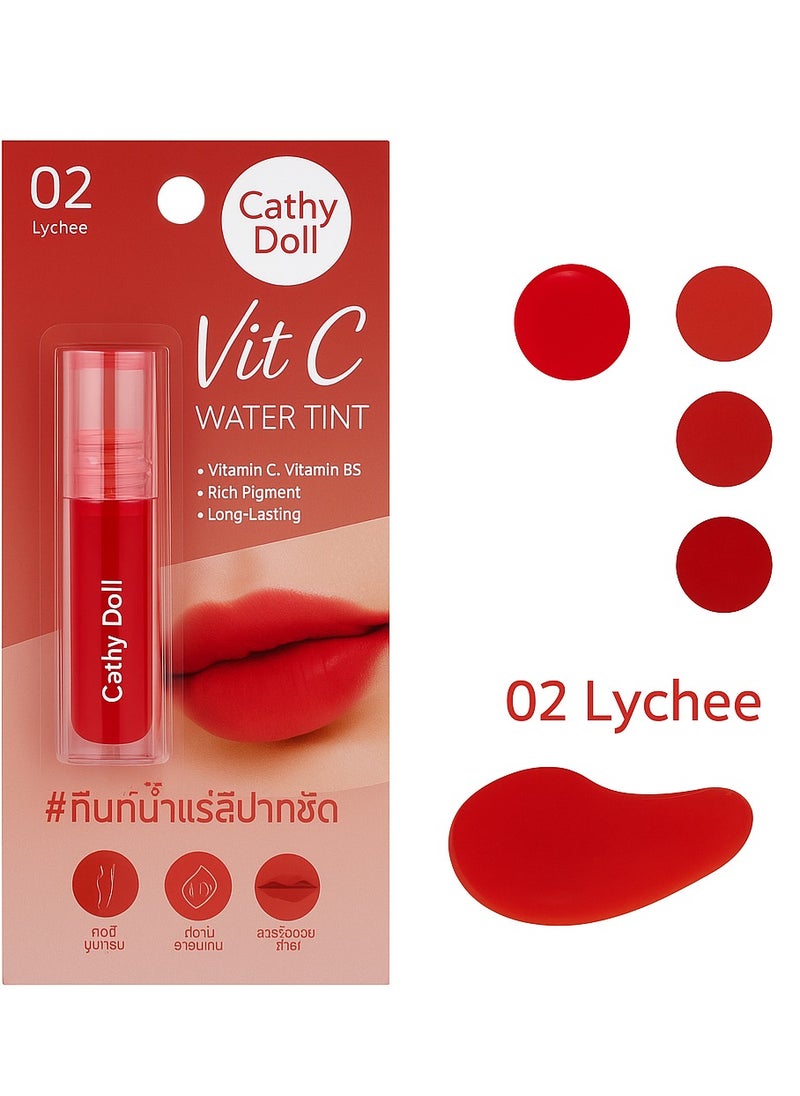 Cathy Doll Cathy Doll Lychee Water Tint – Vitamin C Lip Stain for Bright, Smooth & Hydrated Lips | Rich Red Shade with Skin-Loving Benefits  - Image 2