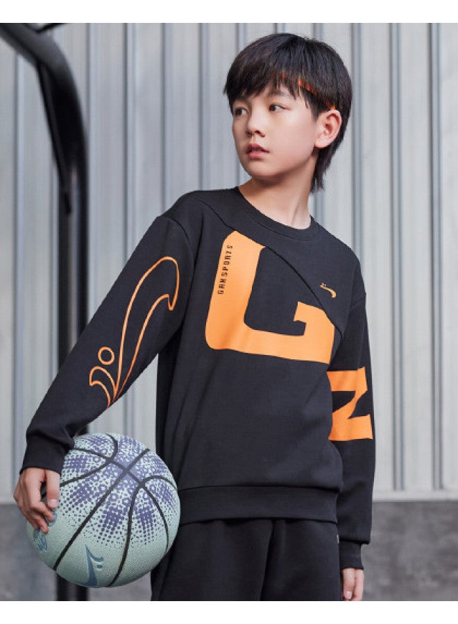 Noble bird Soft And Skin-friendly】children's Hoodie, Boys' Long Sleeve Turn-down Collar Loose Pullover Sweatshirt For Kids - Image 1