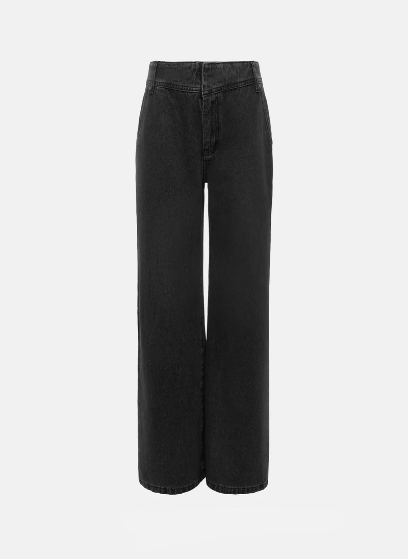 ليتشي جينز فضفاض منخفض الارتفاع مع حزام خصر واسع