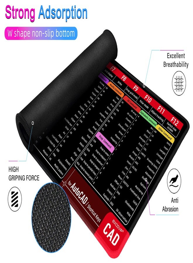 ablieve Large CAD Shortcut Mouse Pad XL, Extended Computer Desk Mat with Stitched Edges for Gamer, Office, Home (800x300mm) 0034 - Image 2