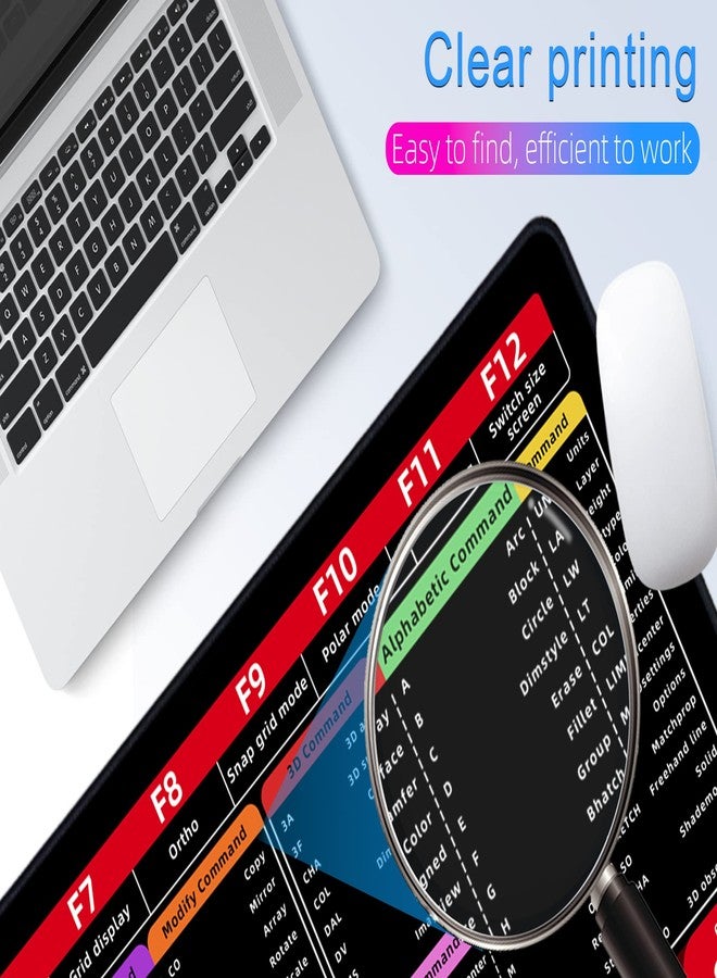 ablieve Large CAD Shortcut Mouse Pad XL, Extended Computer Desk Mat with Stitched Edges for Gamer, Office, Home (800x300mm) 0034 - Image 3