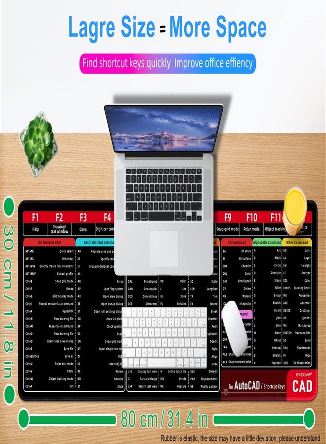 ablieve Large CAD Shortcut Mouse Pad XL, Extended Computer Desk Mat with Stitched Edges for Gamer, Office, Home (800x300mm) 0034 - Image 4