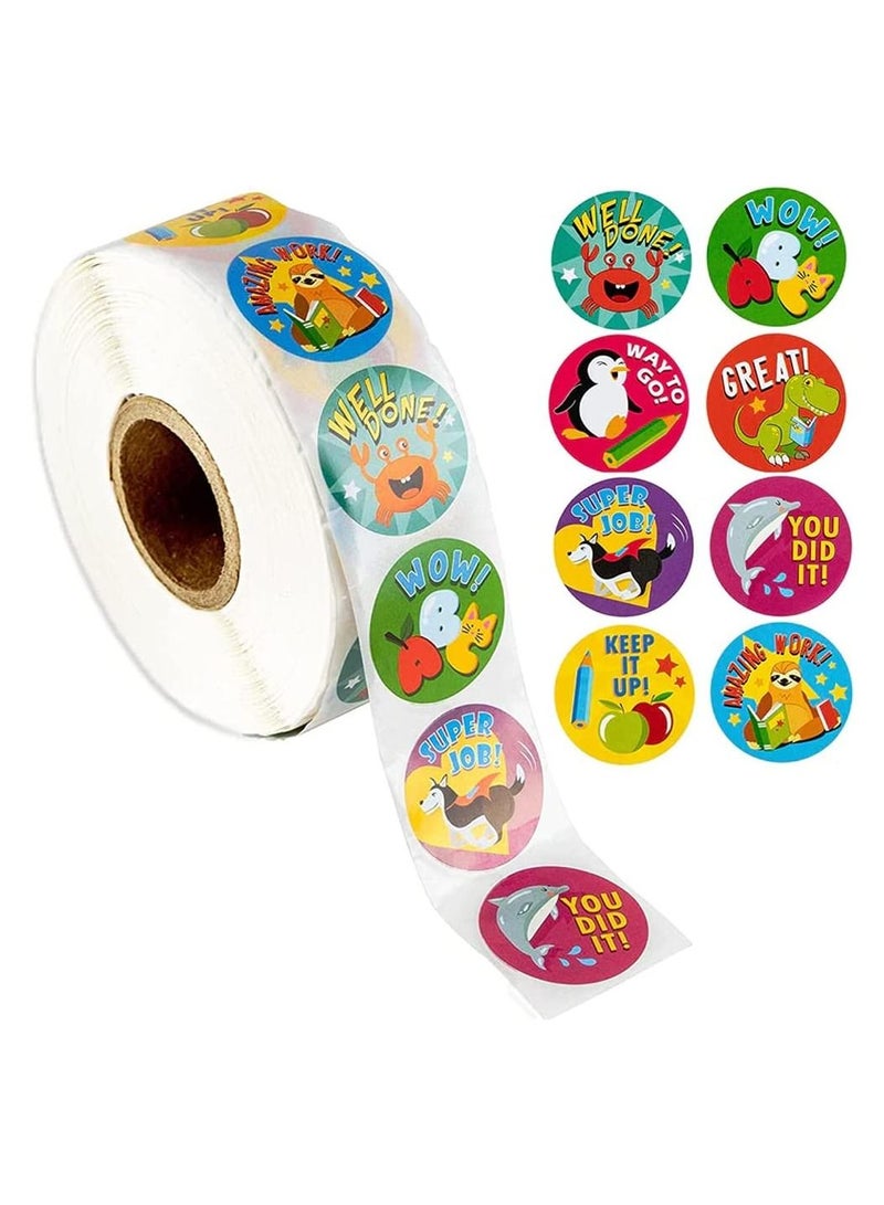 Rubik Teacher Rewards Stickers Work Appreciation Motivational Stickers for Children's Round Sticker 500pc/roll (Style A 2.5cm) - Image 1