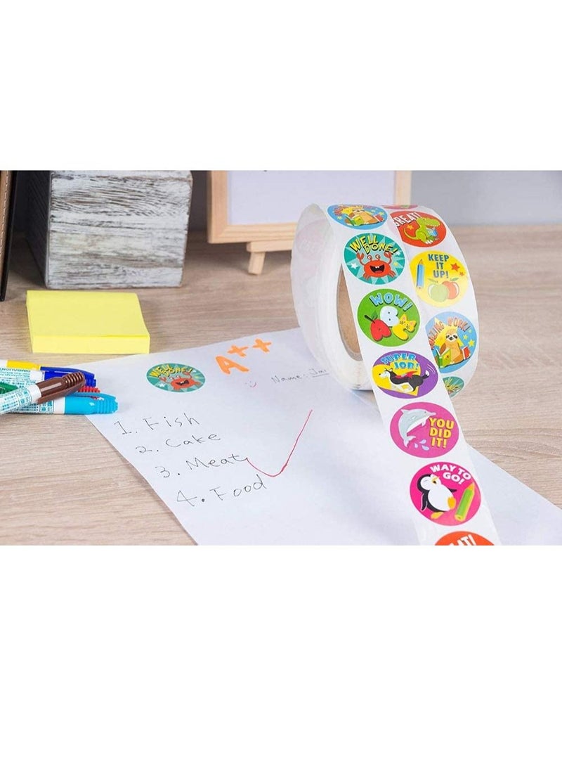 Rubik Teacher Rewards Stickers Work Appreciation Motivational Stickers for Children's Round Sticker 500pc/roll (Style A 2.5cm) - Image 3