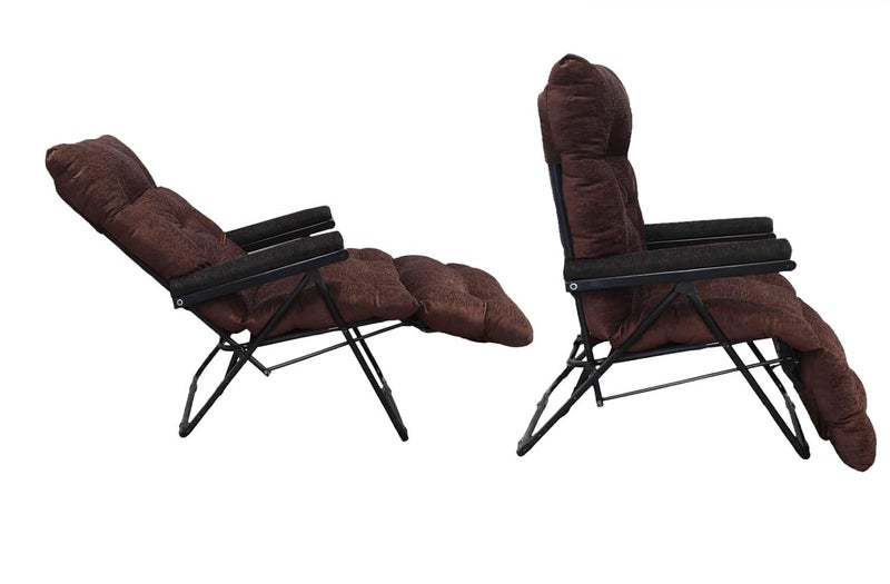 Spacecrafts Recliner Folding Easy Chair 5 Adjustable Postions Cushioning Portable Space Saving Easy Chair for Home Relax Old Age Mild Steel Tubular Brown Armrest Black - Image 4