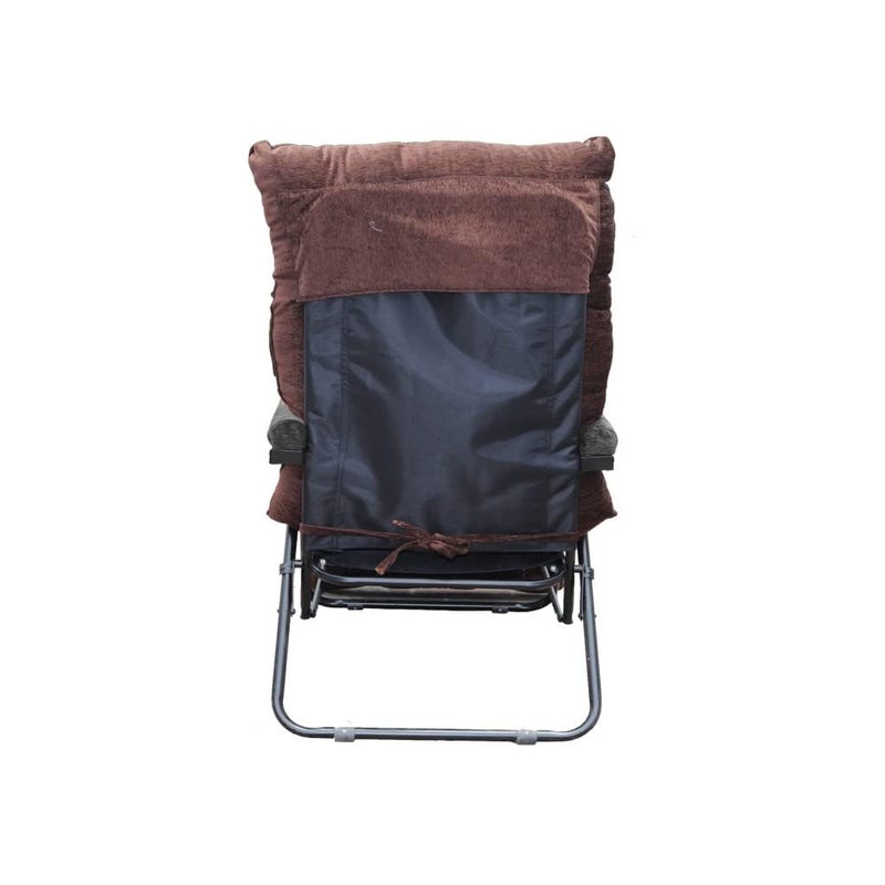 Spacecrafts Recliner Folding Easy Chair 5 Adjustable Postions Cushioning Portable Space Saving Easy Chair for Home Relax Old Age Mild Steel Tubular Brown Armrest Black - Image 5