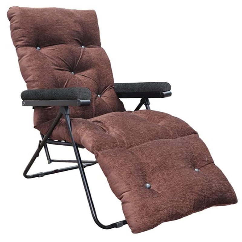 Spacecrafts Recliner Folding Easy Chair 5 Adjustable Postions Cushioning Portable Space Saving Easy Chair for Home Relax Old Age Mild Steel Tubular Brown Armrest Black - Image 1